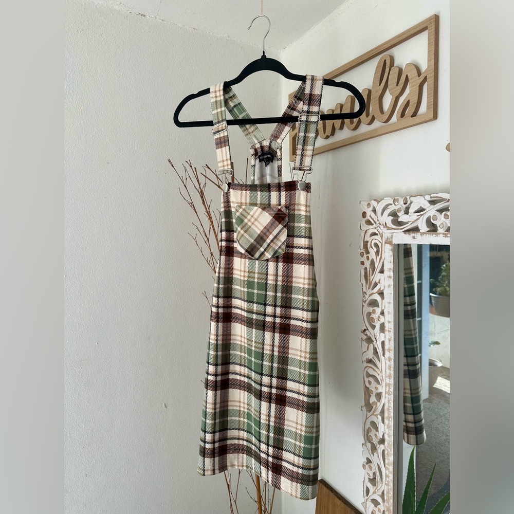 Streetwear Society Plaid Overall Dress
